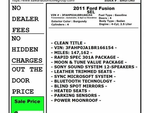 Used 2011 Ford Fusion SEL w/ 301A Rapid Spec Order Code image 25