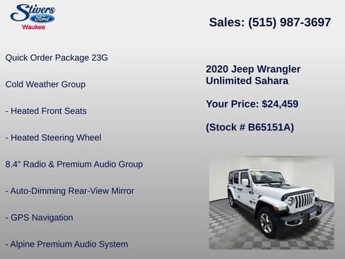 Used 2020 Jeep Wrangler Unlimited Sahara AWD/4WD image 8