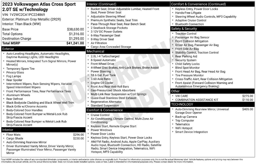 Certified 2023 Volkswagen Atlas Cross Sport SE FWD image 14