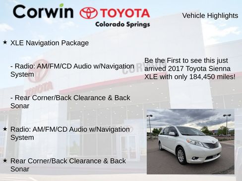 Used 2017 Toyota Sienna XLE w/ XLE Navigation Package FWD image 4