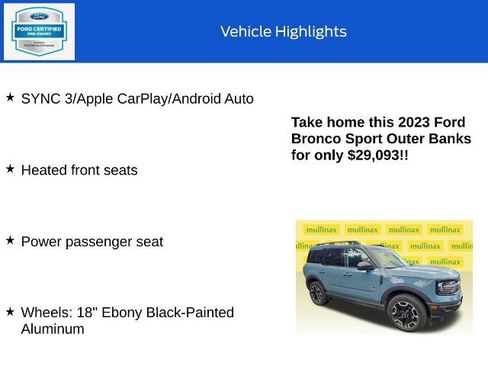 Certified 2023 Ford Bronco Sport Outer Banks AWD/4WD image 19