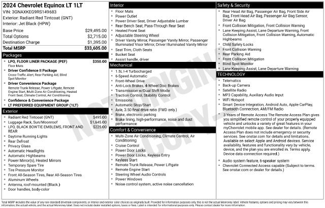 Certified 2024 Chevrolet Equinox LT w/ LPO, Floor Liner Package FWD image 34
