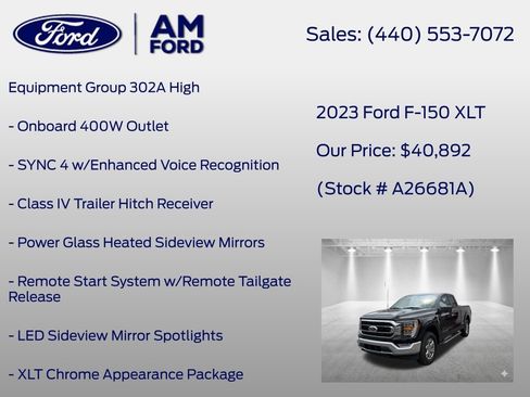 Used 2023 Ford F150 XLT w/ Equipment Group 302A High AWD/4WD image 7