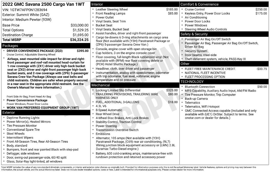 Used 2022 GMC Savana 2500 w/ Driver Convenience Package RWD image 18