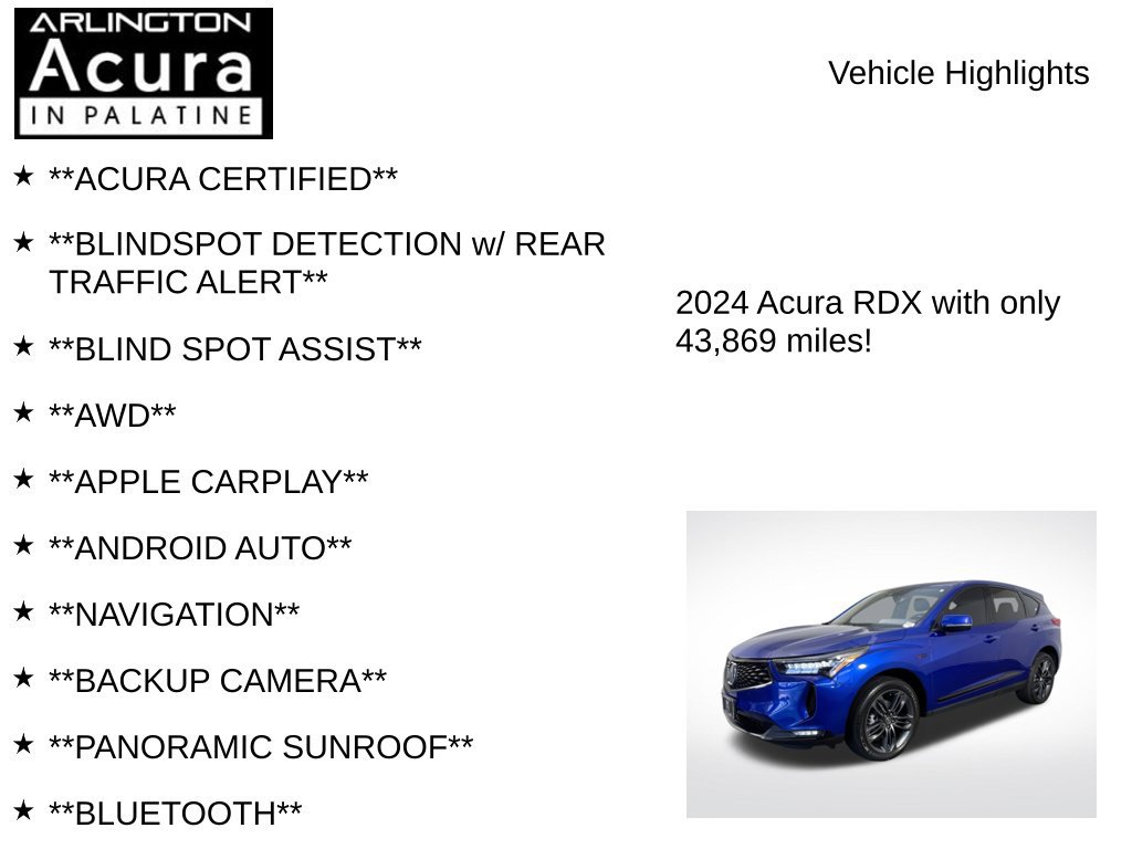 Certified 2024 Acura RDX w/ Advance Package AWD/4WD image 7