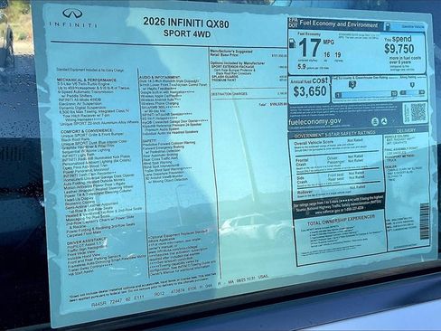 New 2026 INFINITI QX80 4WD w/ Sport Exterior Package image 14
