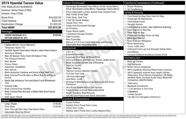 Used 2019 Hyundai Tucson Value w/ Cargo Package AWD/4WD image 33