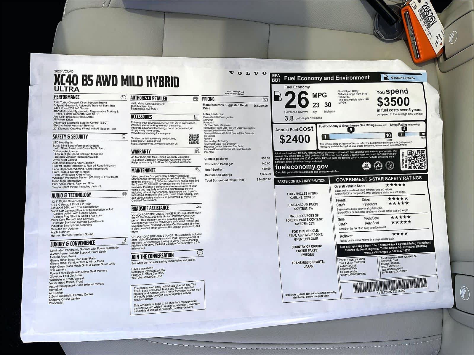 New 2026 Volvo XC40 B5 Ultra w/ Climate Package AWD/4WD image 35