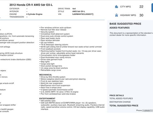 Used 2012 Honda CR-V EX-L image 5