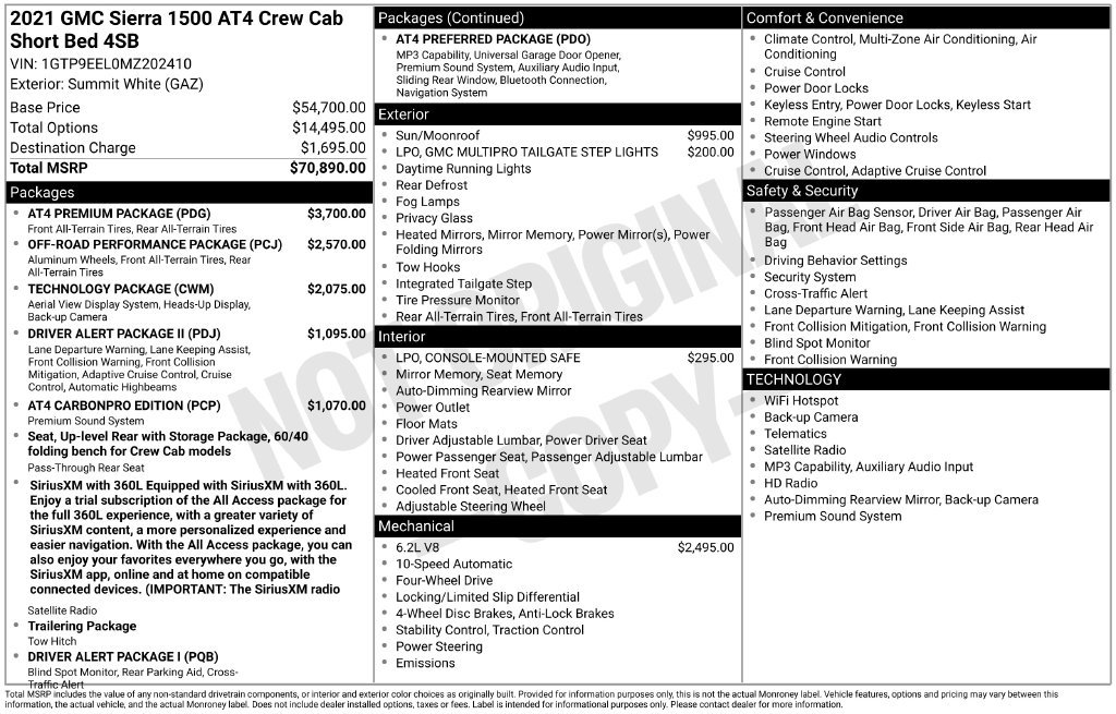 Used 2021 GMC Sierra 1500 AT4 w/ AT4 Premium Package AWD/4WD image 6