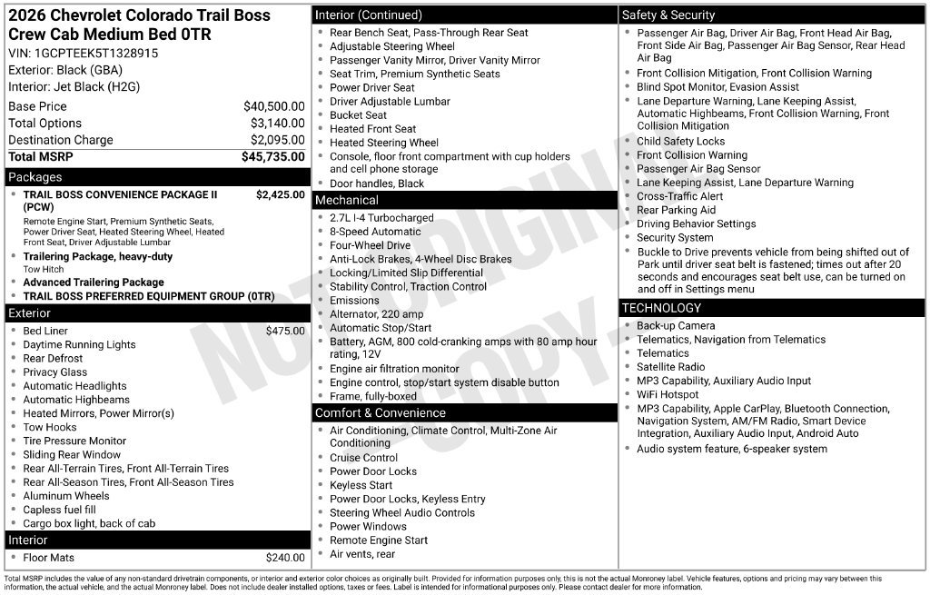 New 2026 Chevrolet Colorado Trail Boss AWD/4WD image 6
