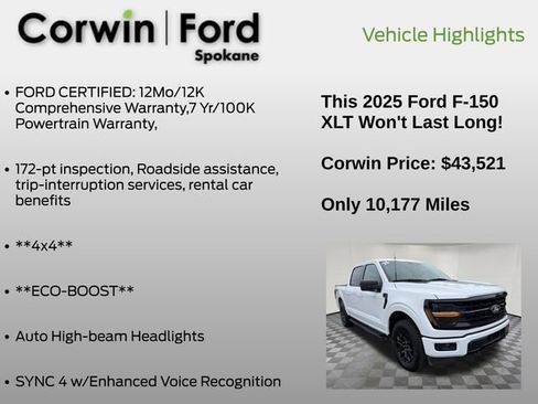 Used 2025 Ford F150 XLT w/ Equipment Group 301A Standard image 13