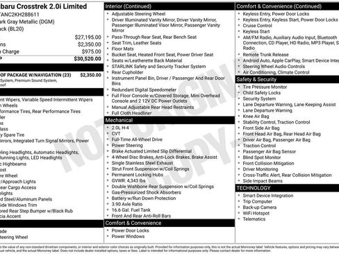 Used 2019 Subaru Crosstrek 2.0i Limited w/ Moonroof Package w/Navigation image 27