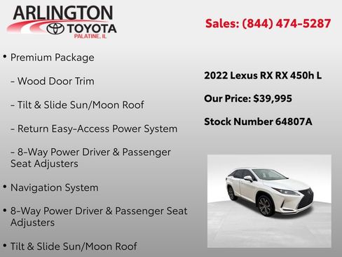 Used 2022 Lexus RX 450hL AWD w/ Premium Package image 6