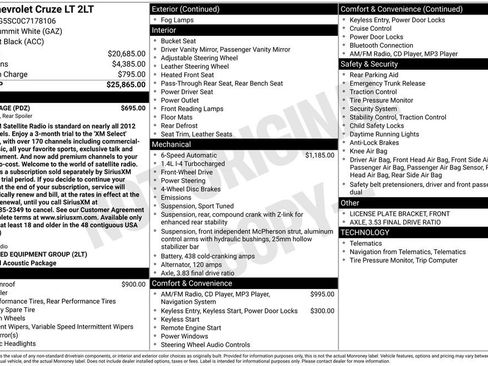 Used 2012 Chevrolet Cruze LT w/ RS Package FWD image 39