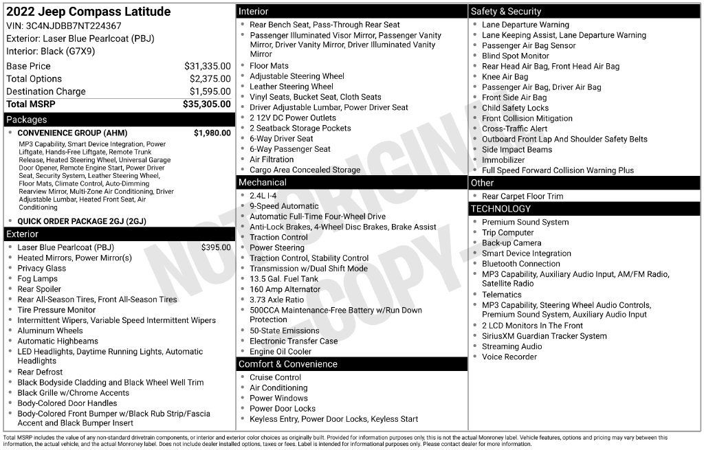 Certified 2022 Jeep Compass Latitude w/ Convenience Group AWD/4WD image 42