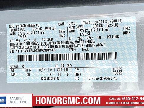 Used 2025 Ford F150 Raptor w/ Equipment Group 803A Raptor R image 19