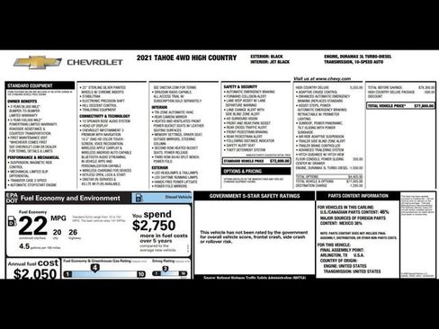 Used 2021 Chevrolet Tahoe High Country image 3