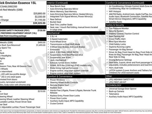 Used 2020 Buick Envision Essence w/ LPO, Roadside Safety Package FWD image 2