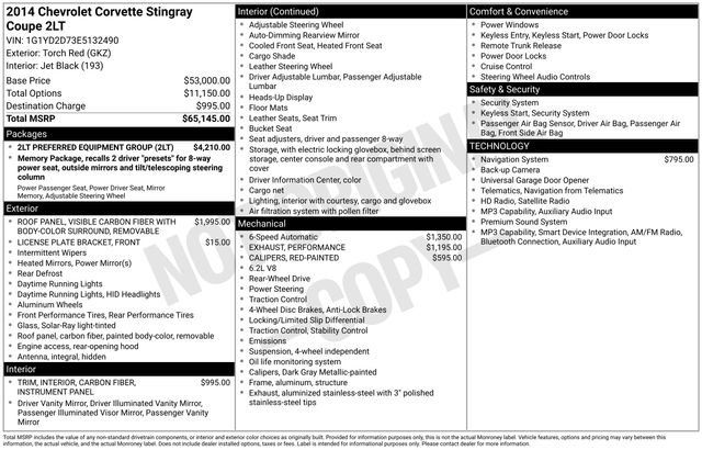 Used 2014 Chevrolet Corvette Stingray Coupe w/ 2LT Preferred Equipment Group RWD image 4