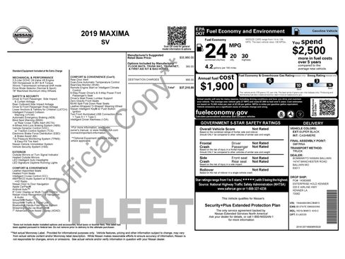 Used 2019 Nissan Maxima 3.5 SV w/ Floor Mat Group image 6