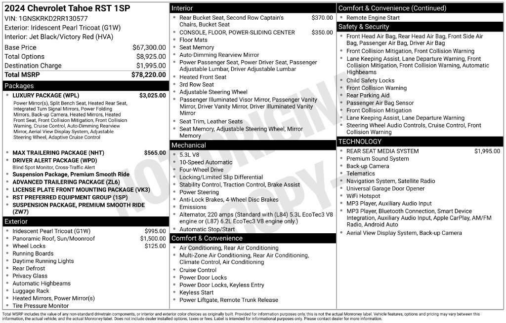 Certified 2024 Chevrolet Tahoe RST w/ Luxury Package AWD/4WD image 6