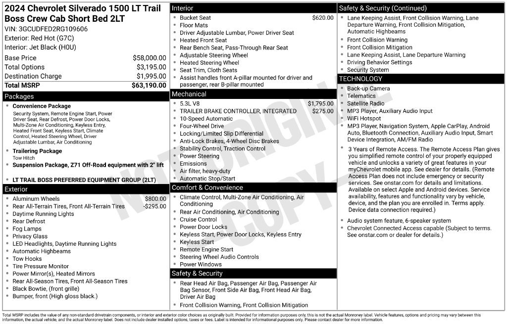 Certified 2024 Chevrolet Silverado 1500 LT Trail Boss AWD/4WD image 34