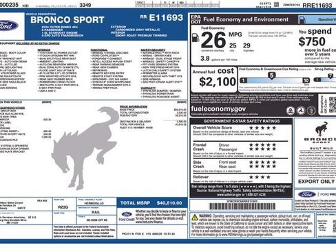 Certified 2024 Ford Bronco Sport Outer Banks w/ Tech Package AWD/4WD image 44
