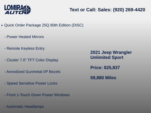 Used 2021 Jeep Wrangler Unlimited Sport AWD/4WD image 6