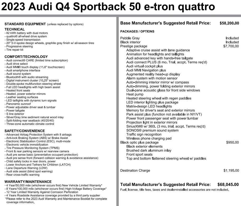 Used 2023 Audi Q4 e-tron Prestige w/ Black Optic Package AWD/4WD image 3