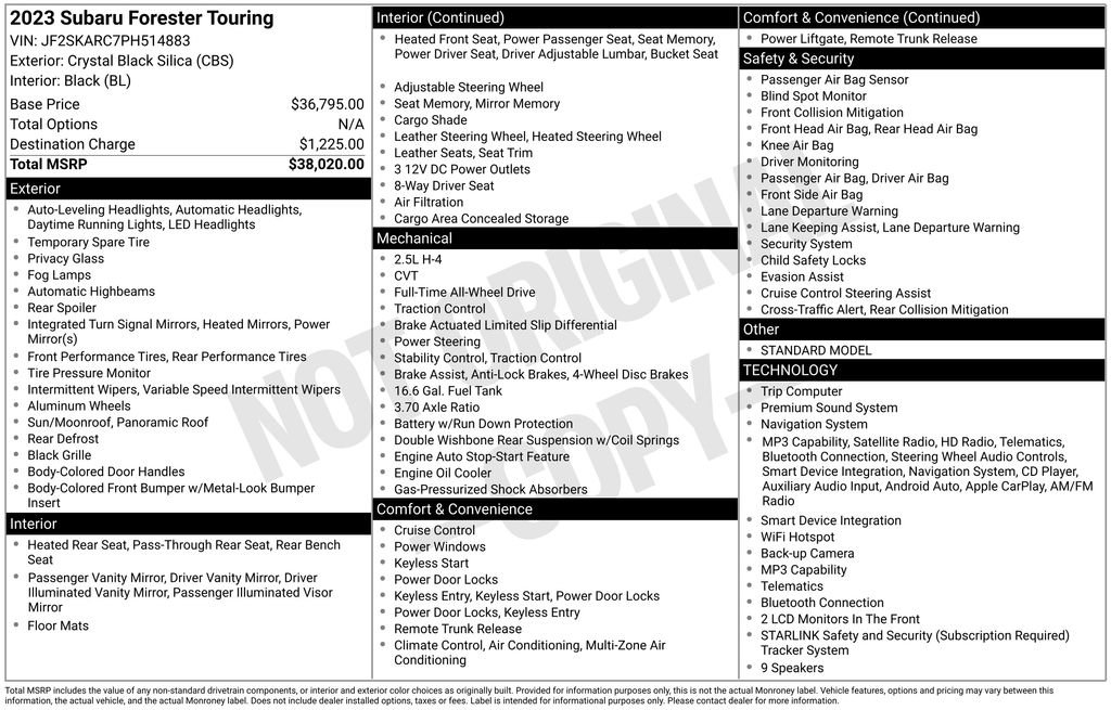 Certified 2023 Subaru Forester Touring AWD/4WD image 57
