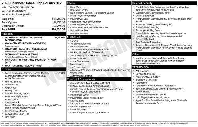 New 2026 Chevrolet Tahoe High Country AWD/4WD image 34