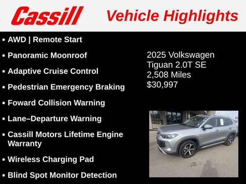Used 2025 Volkswagen Tiguan SE w/ Panoramic Sunroof Package AWD/4WD image 3