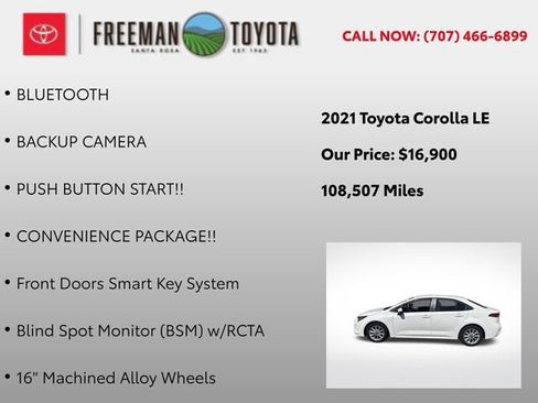Used 2021 Toyota Corolla LE w/ LE Convenience Package FWD image 9