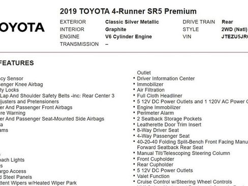 Used 2019 Toyota 4Runner SR5 Premium RWD image 29