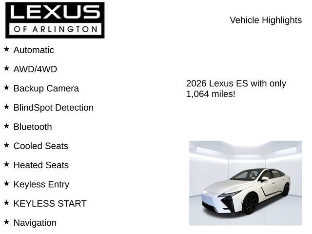 Certified 2026 Lexus ES 500e w/ Convenience Package AWD/4WD image 7