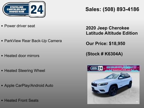 Certified 2020 Jeep Cherokee Latitude Plus AWD/4WD image 6