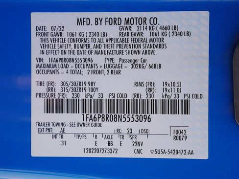 Used 2022 Ford Mustang Mach 1 RWD image 59