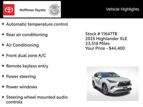 Certified 2025 Toyota Highlander XLE AWD/4WD image 15
