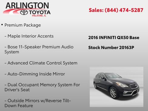 Used 2016 INFINITI QX50 AWD w/ Premium Plus Package image 2