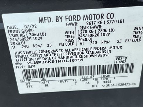 Certified 2022 Lincoln Nautilus Reserve w/ Equipment Group 201A image 23