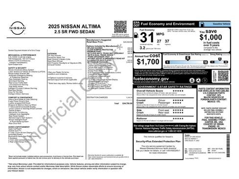 New 2025 Nissan Altima 2.5 SR w/ SR Premium Package image 33