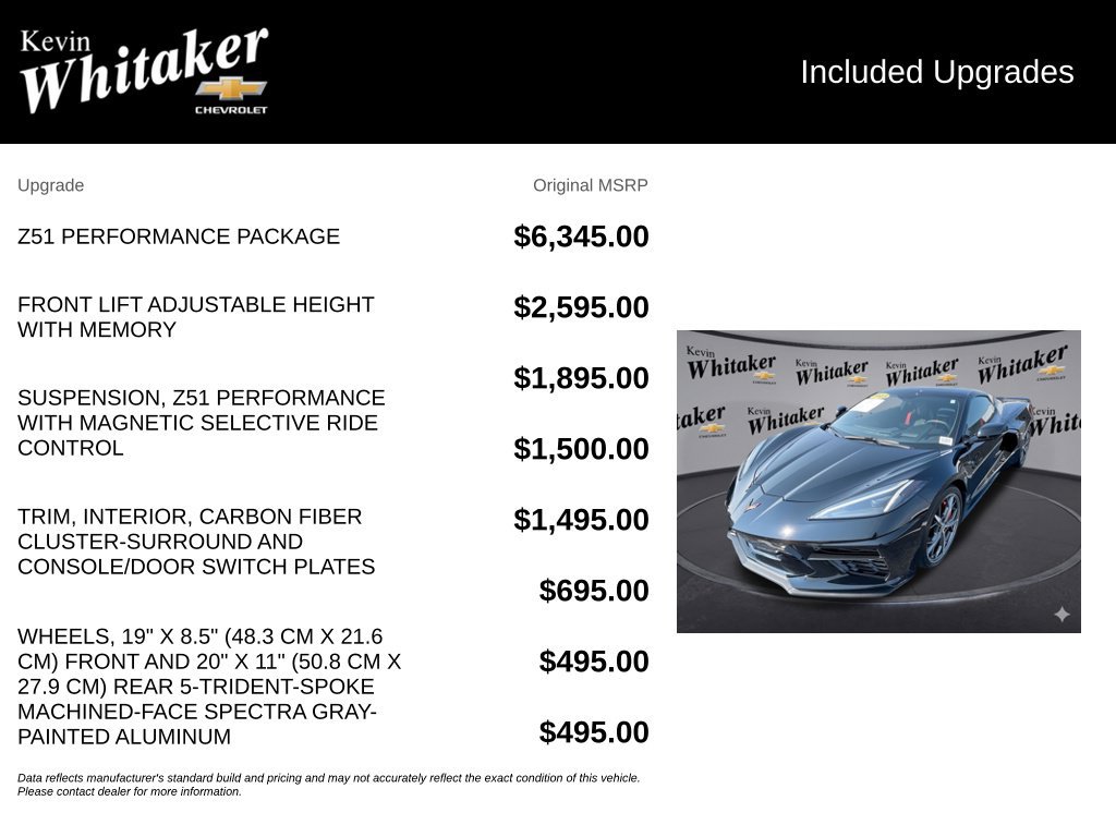 Certified 2023 Chevrolet Corvette Stingray Premium Conv w/ Z51 Performance Package RWD image 34