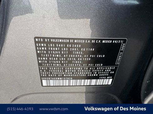 Used 2021 Volkswagen Tiguan SE w/ Panoramic Sunroof Package AWD/4WD image 21