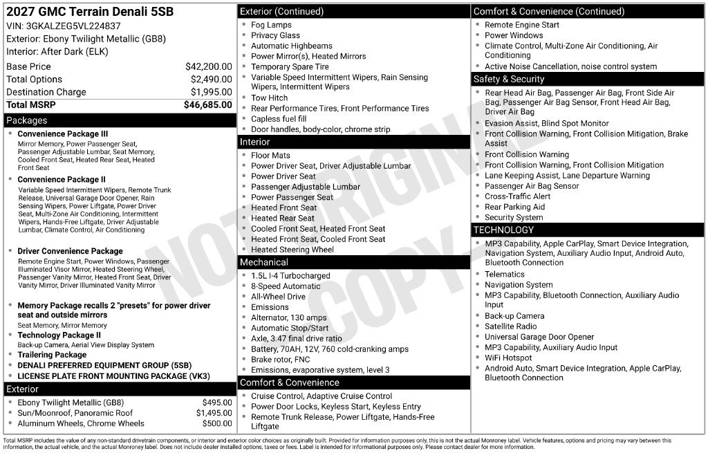 New 2027 GMC Terrain Denali AWD/4WD image 5