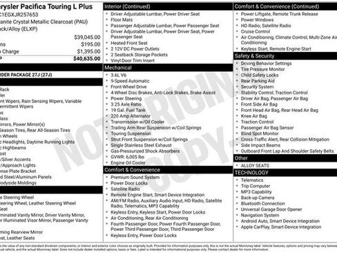 Used 2018 Chrysler Pacifica Touring-L Plus FWD image 58
