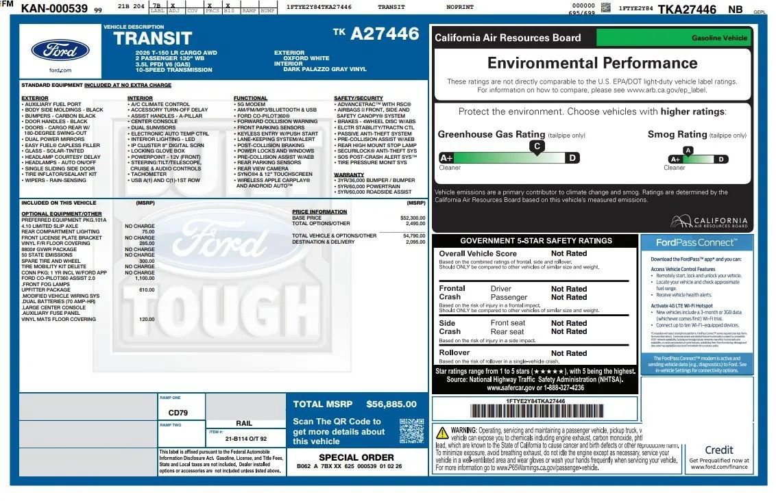 Used 2026 Ford Transit 150 Low Roof AWD w/ Upfitter Package image 19