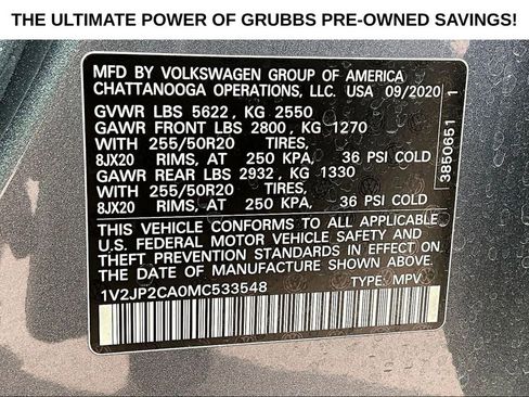 Used 2021 Volkswagen Atlas SE w/ Panoramic Sunroof Package FWD image 42