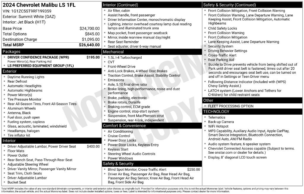 Certified 2024 Chevrolet Malibu LS w/ Driver Confidence Package FWD image 9