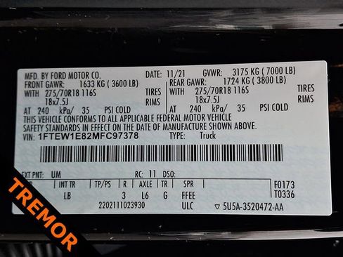 Certified 2021 Ford F150 Tremor w/ Equipment Group 401A Mid image 28